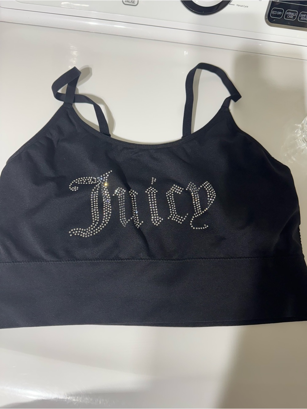 Juicy Couture Black Rhinestone Logo sports bra